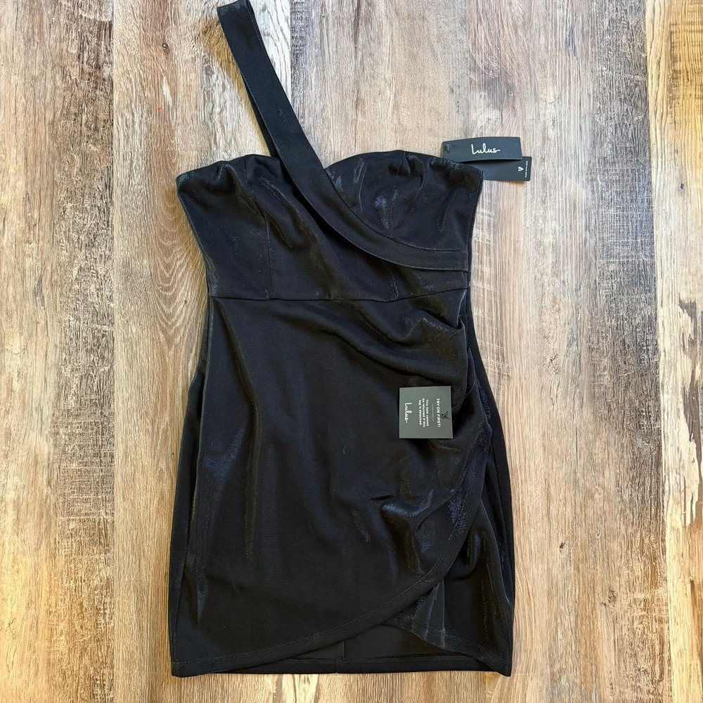 NWT LULUS Womens One Shoulder Mini Dress Medium‎ Sleeveless Black Party Cocktail